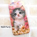 子猫と花畑柄スマホケースiPhoneSE/iPhoneXS/iPhoneXR/iPhone8/iPhone１１/iPhone11Pro/iPhone11ProMax