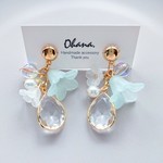 大ぶり flower ビジュー イヤリングorピアス(ミント)