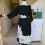 W153  着物リメイク　ワンピース（サッシュベルト付き）