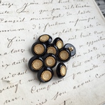 ■NEW■10個入■13mm■　ボタン (himawari柄　黒)　 [0131-13] アクセサリーに!