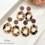 レザー  × べっ甲　ピアス/イヤリング 金属アレルギー対応 