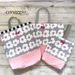 □北欧□花柄×リボン×ピンク 3点セット［レッスンバッグ 上靴入れ 体操着袋］幼稚園バッグ 絵本バッグ お着替え袋 シューズ入れ