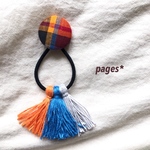 No.50 ネイビーおめかしタッセルヘアゴム