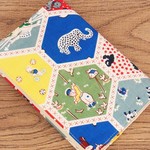 SALE!!【文庫本】ゴムバンド付ブックカバー★レトロアニマル ぞう★ヘキサゴン柄
