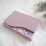 本革とリバティの名刺入れ  ペールライラック