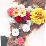  ドライフラワーかすみ草と春オレンジのお花が可愛い♡黄色ダリアと紫陽花の髪飾り☆成人式　髪飾り    卒業式
