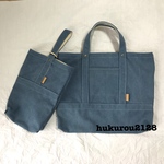 送料無料♡ヴィンテージ 帆布のレッスンバッグと上履き入れセット♡くすみブルー