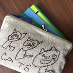 お絵かき刺繍 がま口ポーチ(スクエア)
