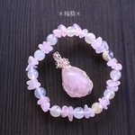  桜 ローズクォーツ＊桜瑪瑙＊ ブレスレット＆ペンダントトップ ワイヤーアクセサリー ワイヤーラッピング ☆.。.:*・゜恋愛成就☆.。.:*・゜