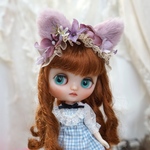 ミディブライス アウトフィット 猫耳フラワーヘッドドレス ライラック