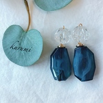 くすみブルー マーブル❊ピアス＆イヤリング