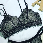 オーガニックコットン&レースのエアリーブラ♡黒