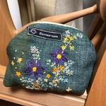刺繍ポーチ　深緑