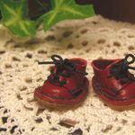 【本革・オビツ１１・靴】編み上げシューズ　赤