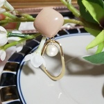 再販♡メタルとコットンパールピアス/レトロカーキ/サージカルステンレス