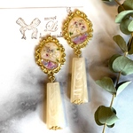 ＊再販＊ N.69 春♡ 華やか ゆれる マーブル ドライフラワー イヤリング ピアス