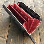 シャイニング クロコダイル 財布 ブラック × レッド 新喜皮革 コードバン 本革