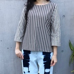 ラス1【STRIPED TOP】color:milk tea