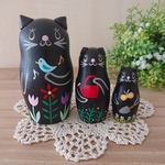 黒猫ガーデニングマトリョーシカ♫春のお庭