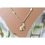 フェネックキツネ＆マクラメ編みネックレス