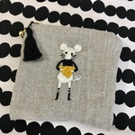 ネズミさんの刺繍ミニミニファスナーポーチ♪②