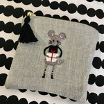 ネズミさんの刺繍ミニミニファスナーポーチ♪③