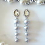 クラシカルカットガラスとシルバーパール ピアス