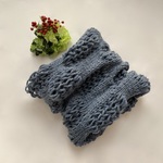 ☆市松模様ネックウォーマー♪グレイッシュブルー系糸（L）♪ハンドメイド☆【ネックウォーマー/スヌード】