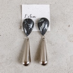 ブラックストーン×雫シルバーイヤリング/ピアス