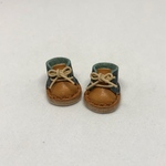 オビツ11 サイズ 編み上げシューズ  青×キャメル