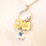 春の菜の花、揺れる涙スワロフスキー＊ネックレス
