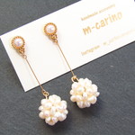 パール×淡水パールボールスイングピアス（ノンホールピアス変更可）
