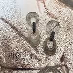 RUKIRIRIA #424 クリアブラック×クリアブラックチェーンピアス  大ぶりピアス 大ぶりイヤリング 