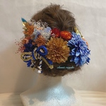 【ha06ru25ka様 専用出品】フルオーダー blue mix gold orange ribbon ベッドドレス