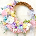 パステルカラーのナチュラルリースブーケ  ＊ギフト ウェディング  