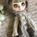 1386 グレージュ色猫さんロンパース単品 Blythe ブライス アウトフィット