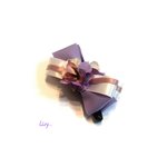♪ribbon＆flower バナナクリップ♪(パープル＆ホワイト系)