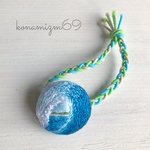 チューブを巻く波の手刺繍ヘアゴム 【バッジ変更可】