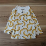 【100size】 バナナ柄 かぶり襟 ロンTシャツ