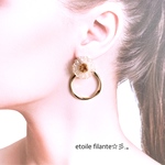 フラワーカボション ✕ 大ぶりフープの2wayピアス(イヤリング)