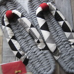 布ぞうり：そらのいろ様ご予約品＊再販silver gray26cm/triangle black&white