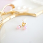 京都オパール一粒ピアス(桜色)