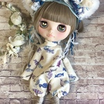 1397 白猫×ブルーキャンディー ロンパース  Blythe ブライス アウトフィット