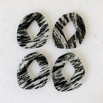 Clear Black Geometric Oval Pendant Tops