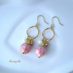 ゆらゆら可愛い♡春のモザイクシェルピアス(ピンク・パステル・桜色・10ミリ・春ピアス・夏・天然素材・貝・揺れる)
