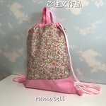 ご注文作品　撥水ナイロンナップサック　ピンク小花🎶