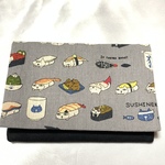 ふたつきポケットティッシュケース 寿司猫🍣🐱　グレー