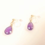 14kgf♪天然石アメジストのドロップイヤリング/ピアス