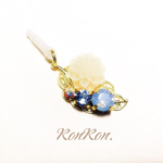再販♡きらきら葉っぱの、earphone jack ＊ エアーブルーオパール×ライトサファイア ＊ gold