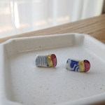 ガーネット×陶器 金継ぎピアス